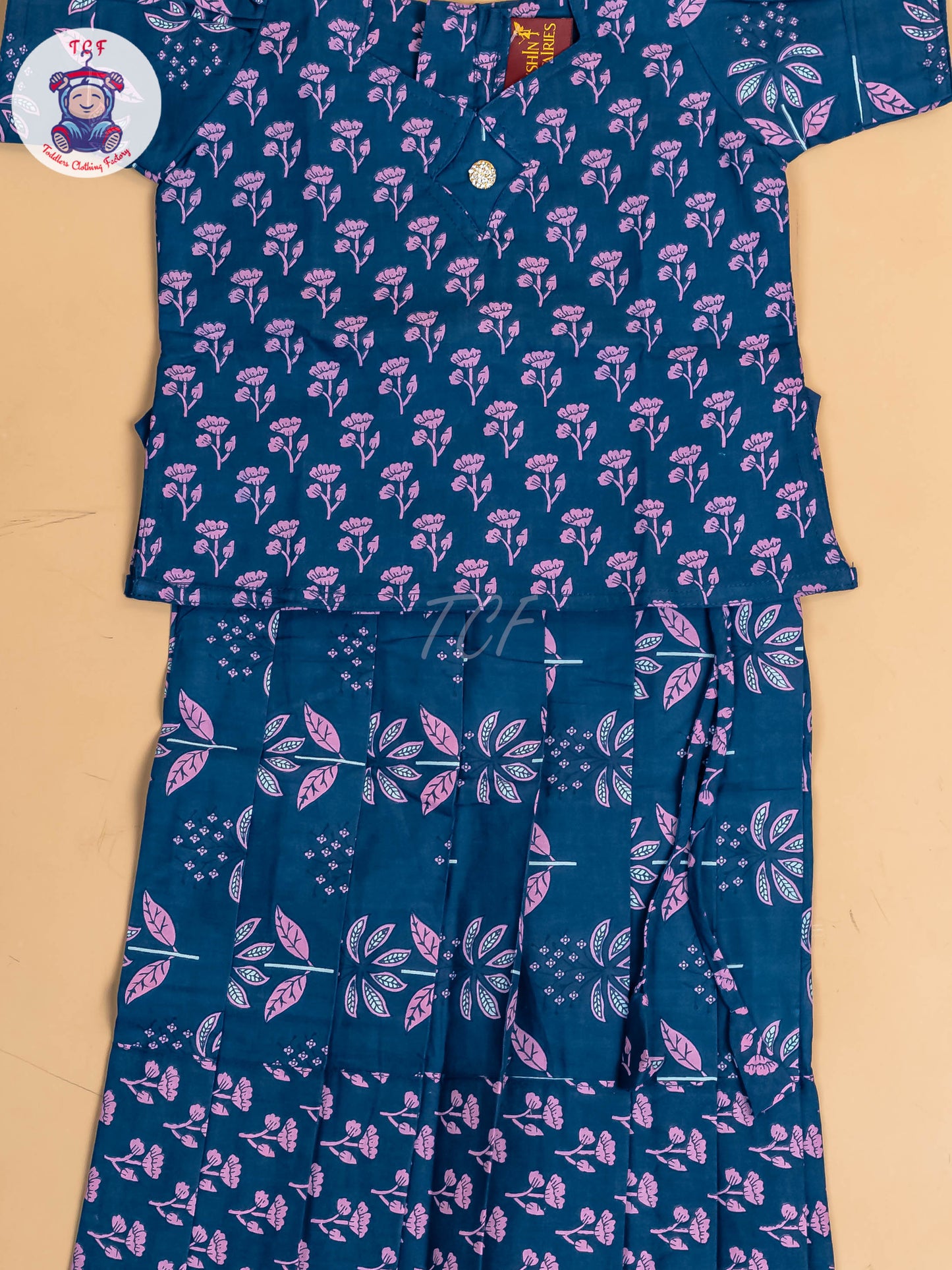 Blue - Girls Readymade Cotton Pavadai Sattai