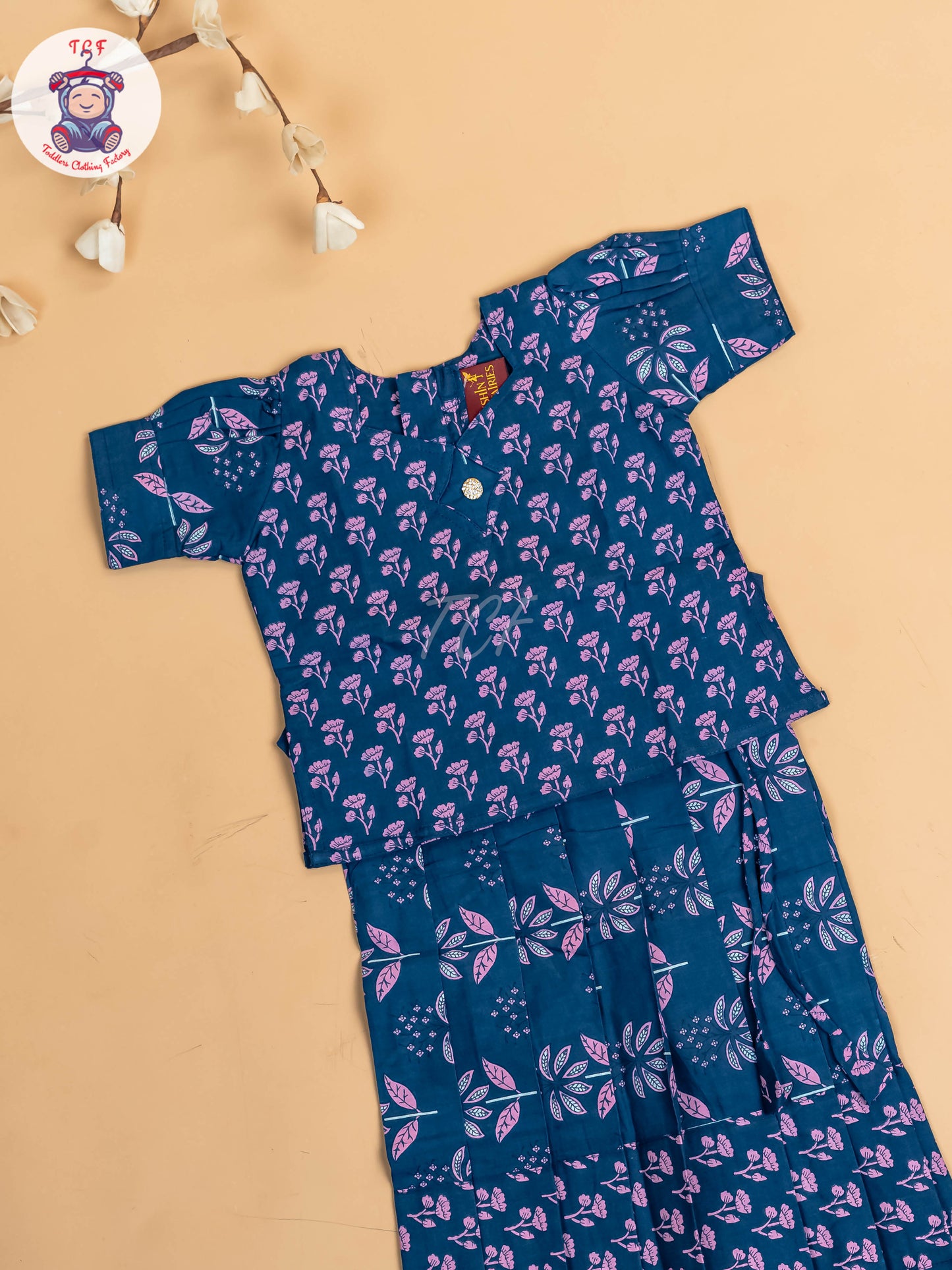 Blue - Girls Readymade Cotton Pavadai Sattai