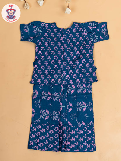 Blue - Girls Readymade Cotton Pavadai Sattai