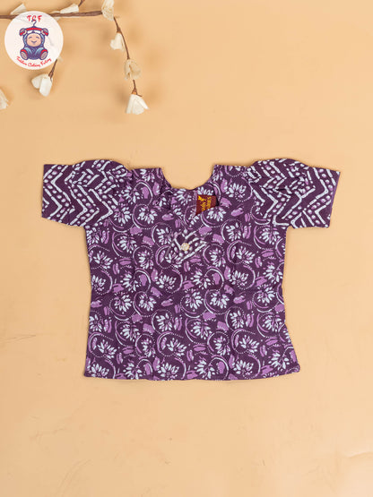 Purple - Girls Readymade Cotton Pavadai Sattai