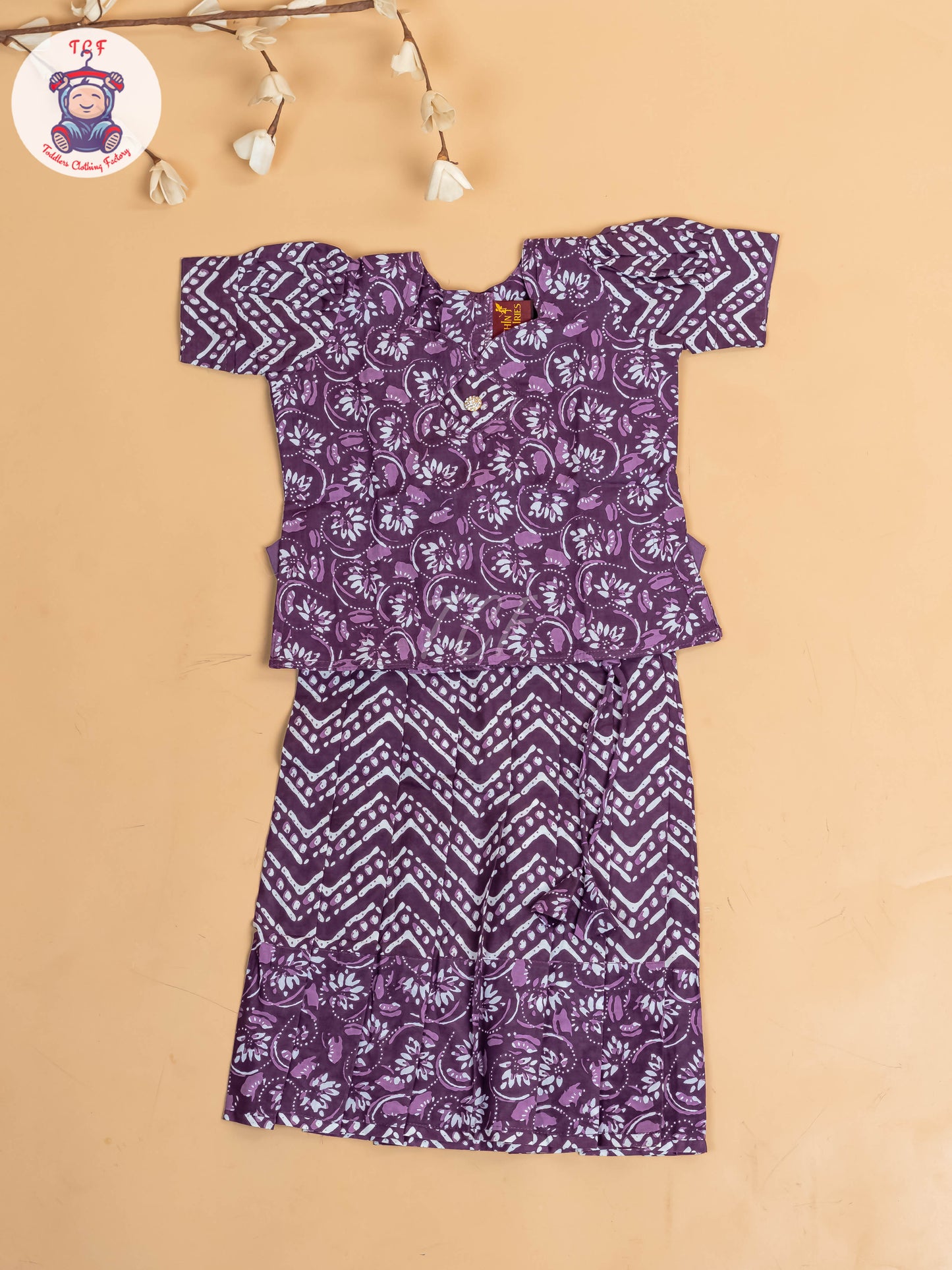 Purple - Girls Readymade Cotton Pavadai Sattai