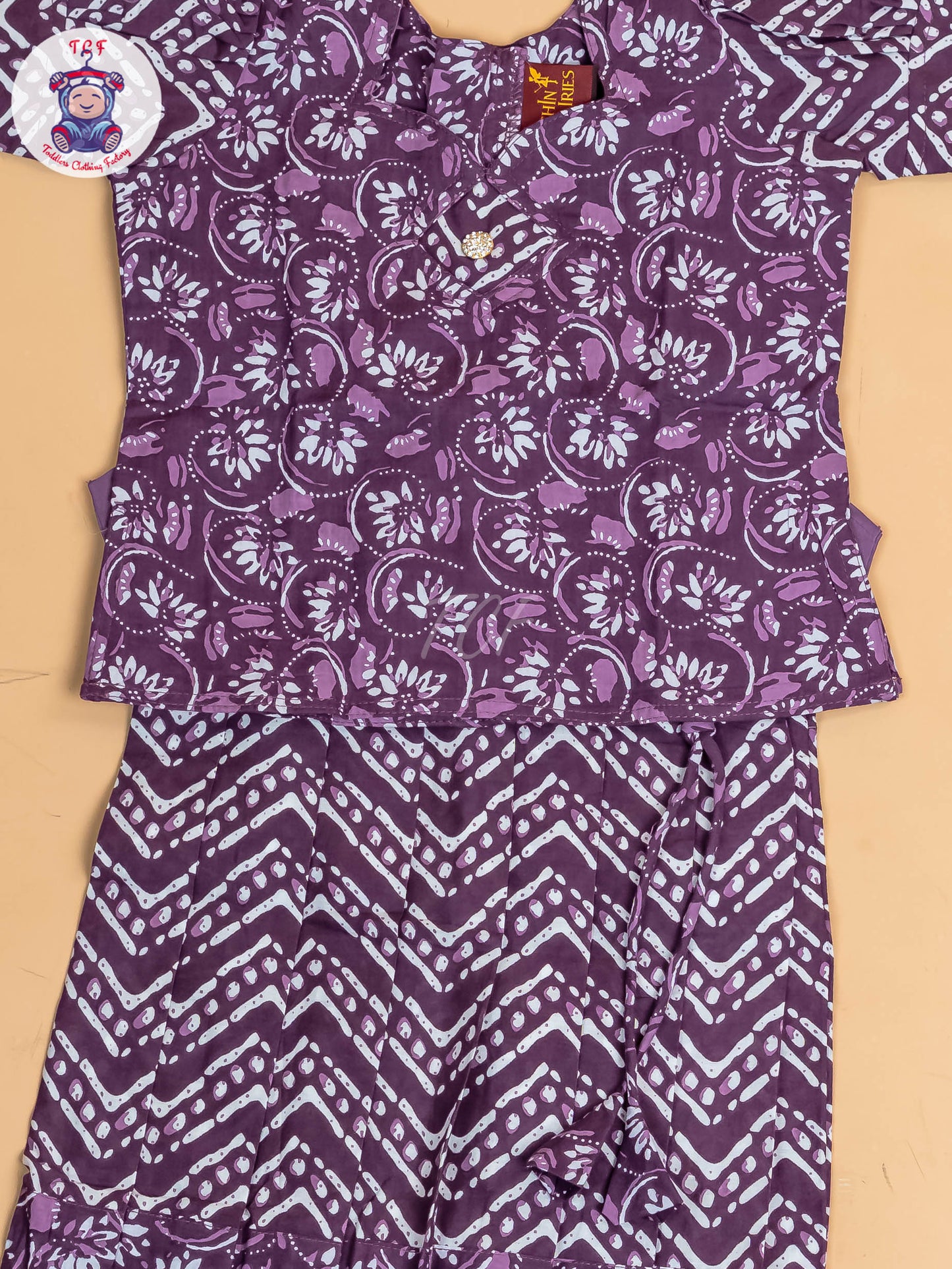 Purple - Girls Readymade Cotton Pavadai Sattai