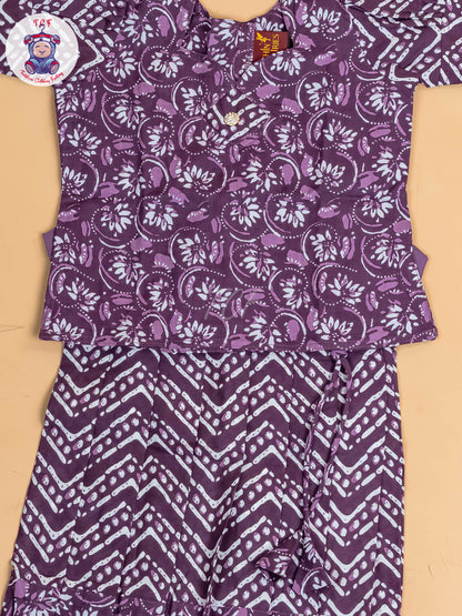 Purple - Girls Readymade Cotton Pavadai Sattai