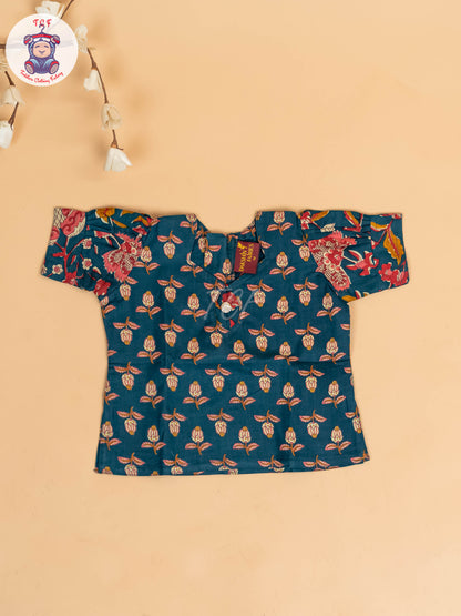 Bottle Green - Girls Readymade Cotton Pavadai Sattai