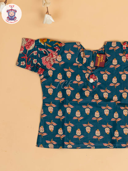 Bottle Green - Girls Readymade Cotton Pavadai Sattai