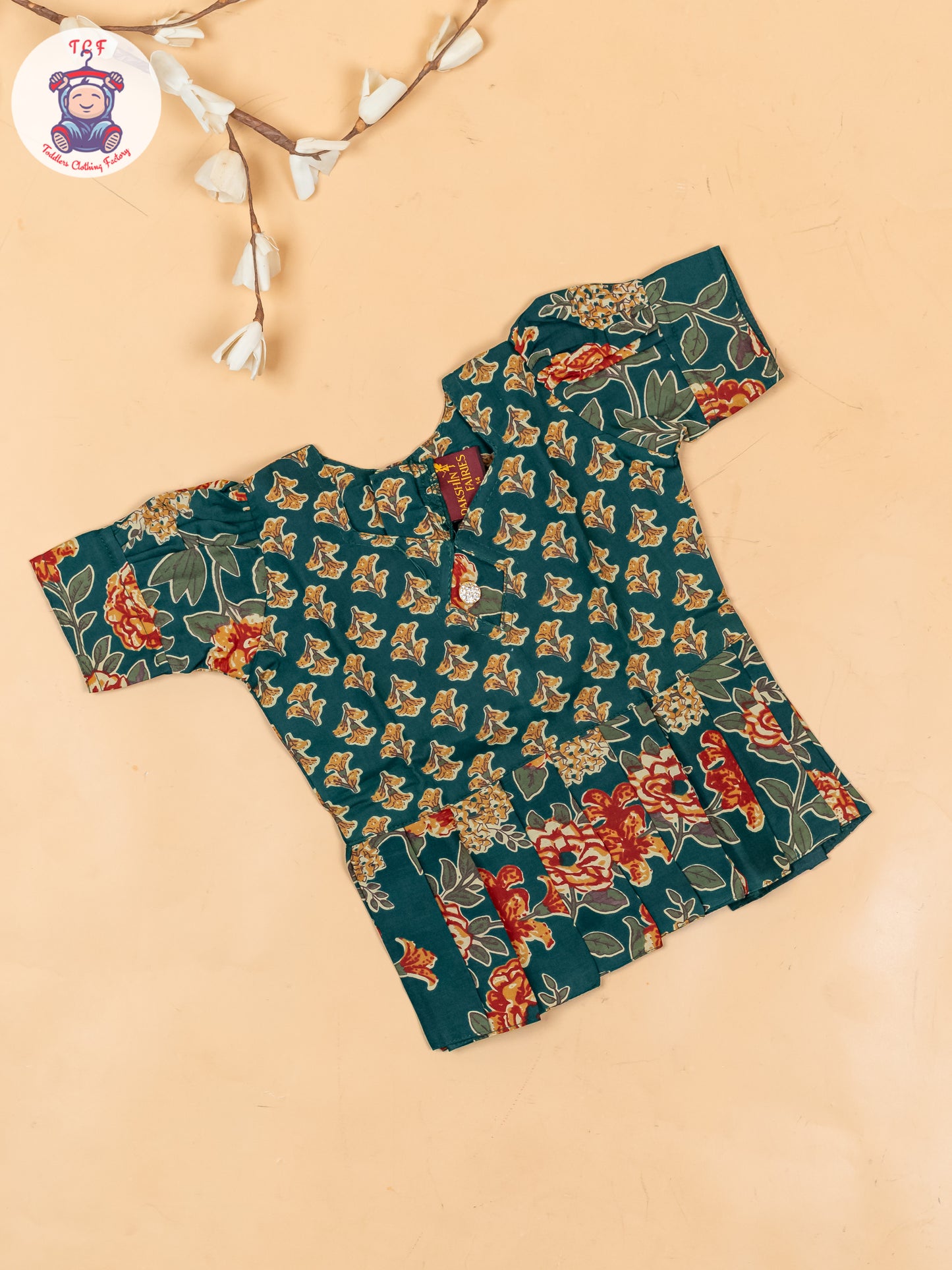 Bottle Green - Girls Readymade Cotton Pavadai Sattai