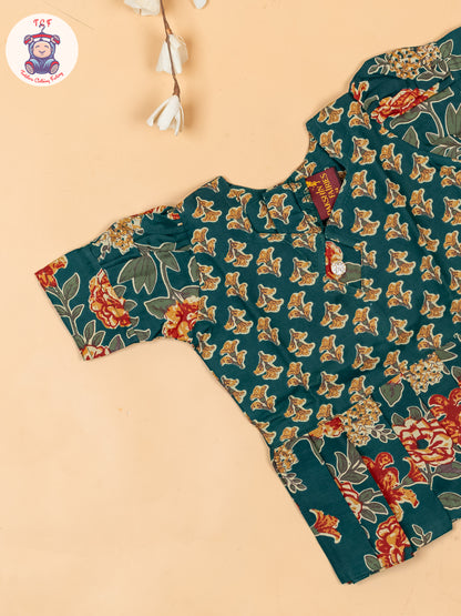 Bottle Green - Girls Readymade Cotton Pavadai Sattai