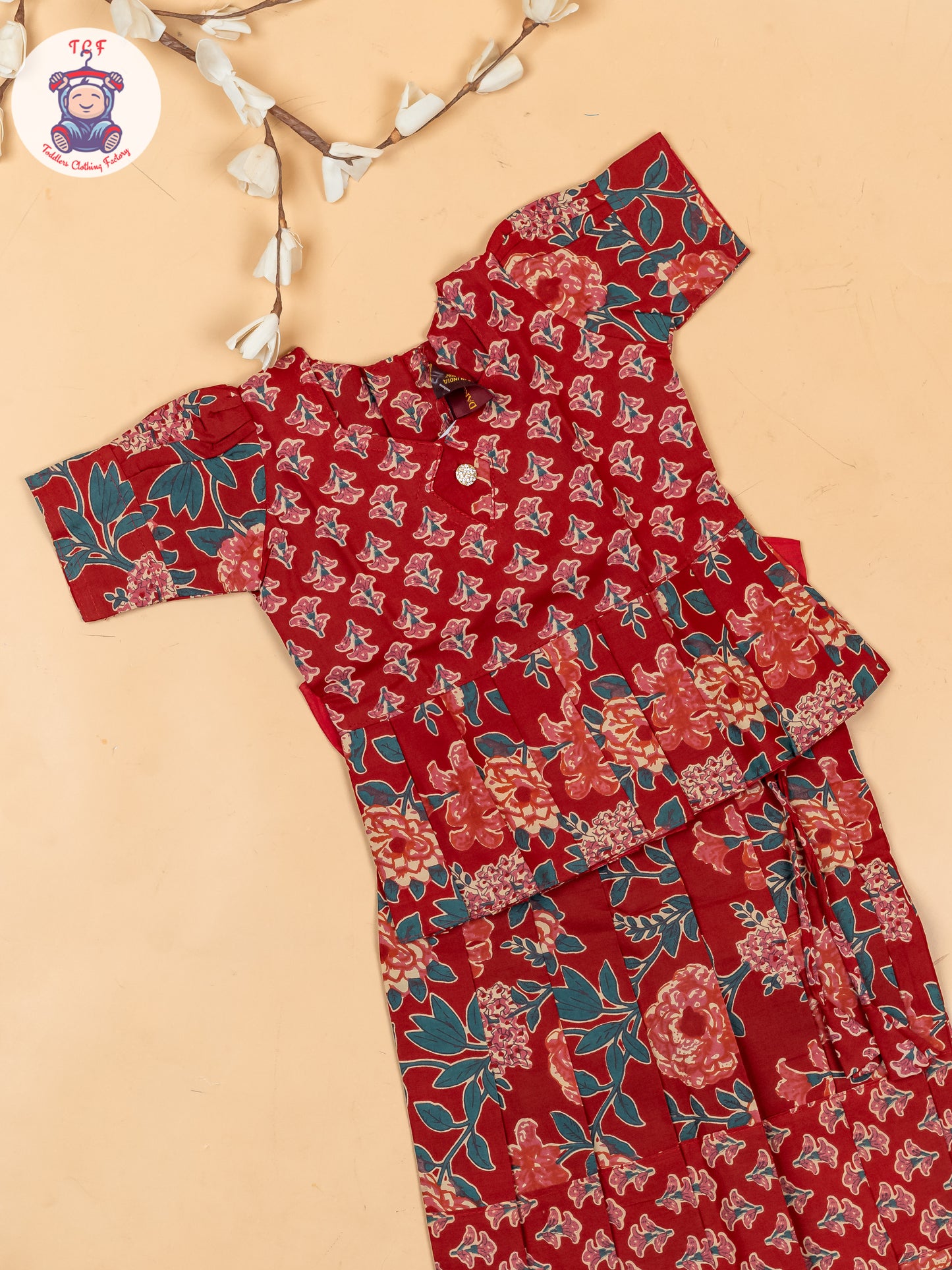 Maroon - Girls Readymade Cotton Pavadai Sattai