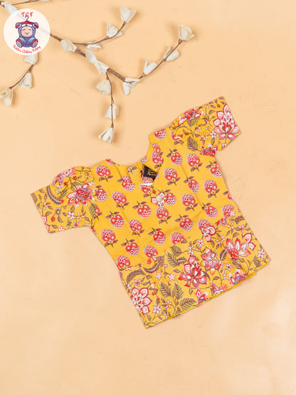 Yellow - Girls Readymade Cotton Pavadai Sattai