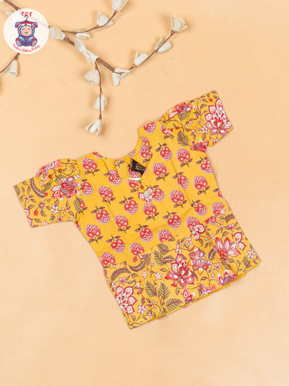 Yellow - Girls Readymade Cotton Pavadai Sattai