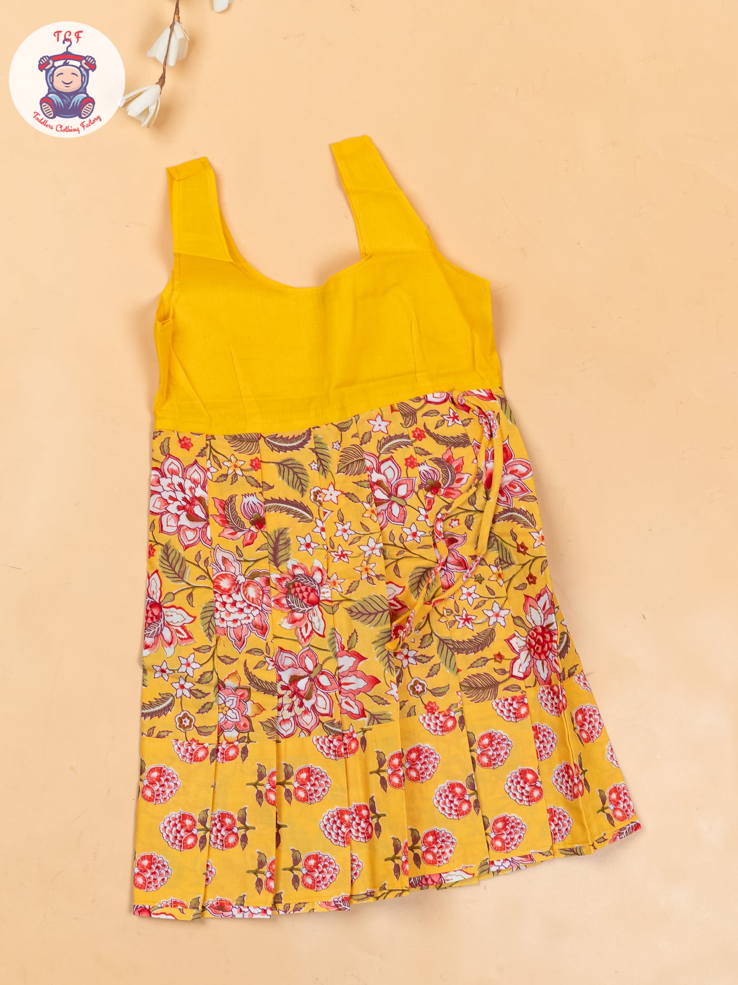 Yellow - Girls Readymade Cotton Pavadai Sattai