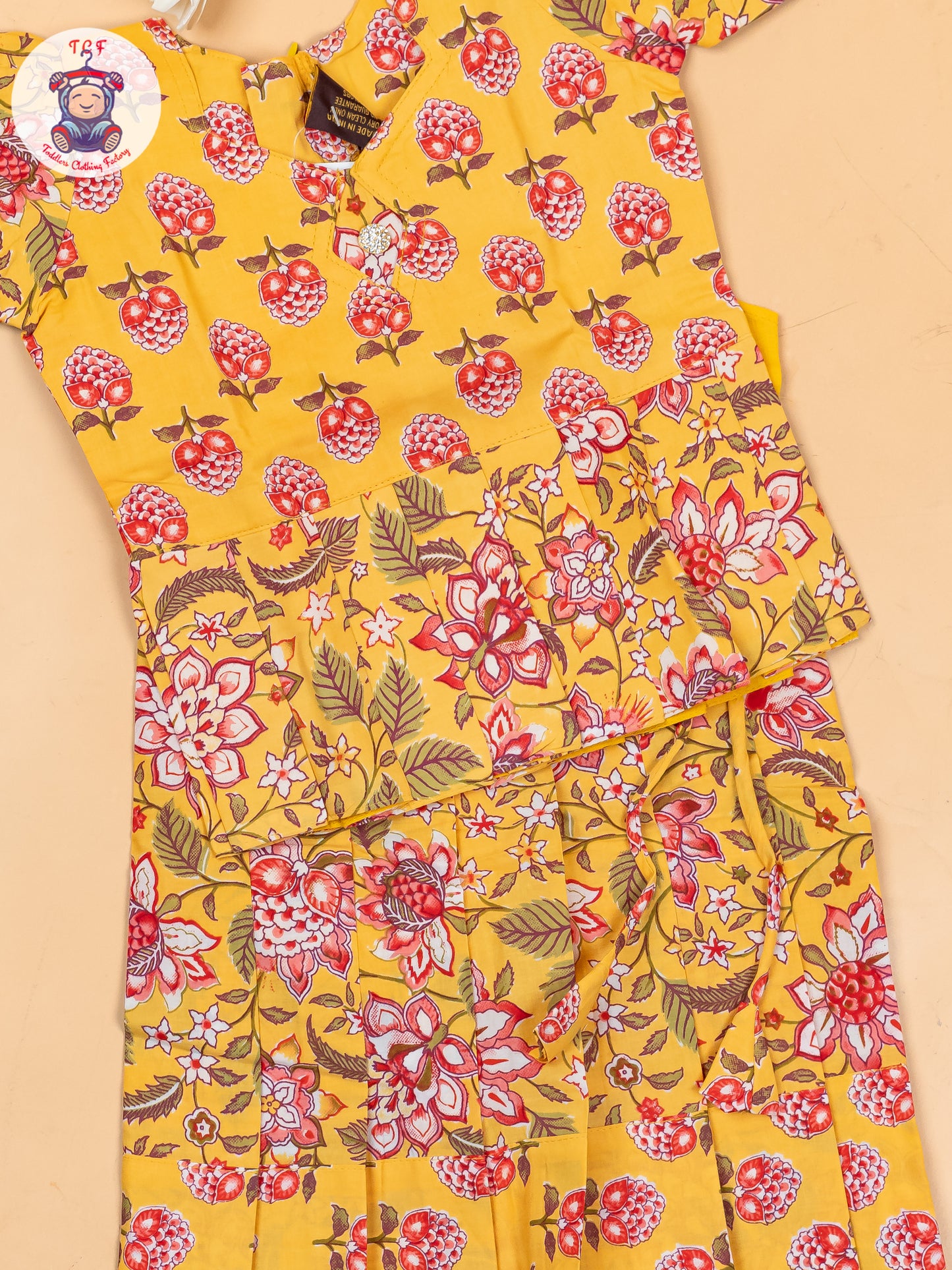 Yellow - Girls Readymade Cotton Pavadai Sattai