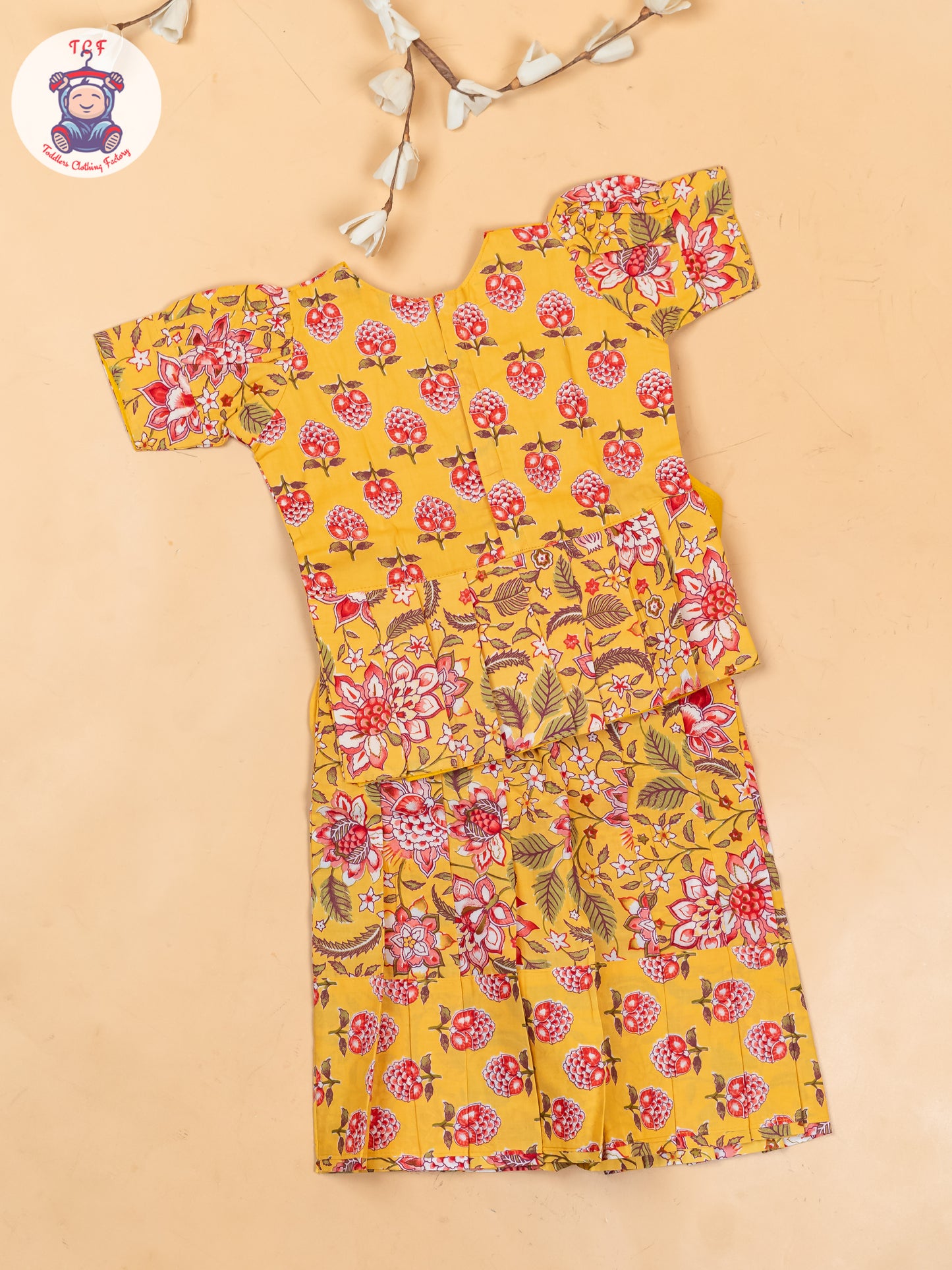 Yellow - Girls Readymade Cotton Pavadai Sattai