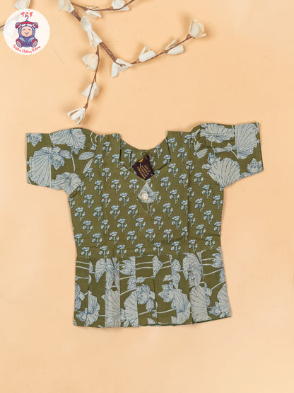 Mehandi Green - Girls Readymade Cotton Pavadai Sattai