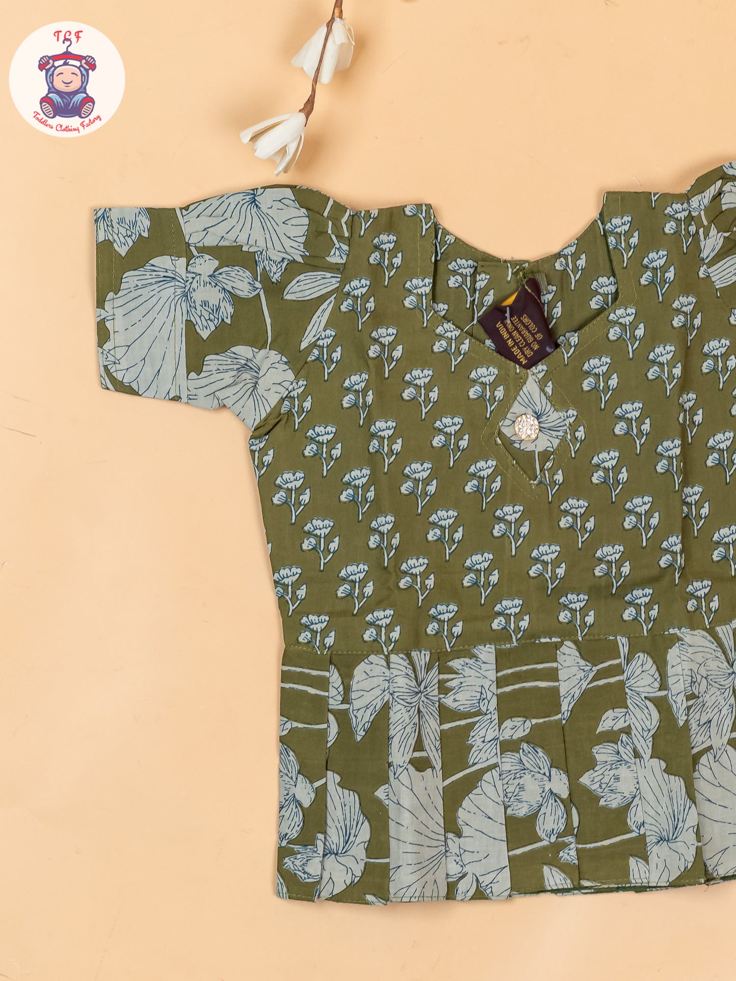 Mehandi Green - Girls Readymade Cotton Pavadai Sattai
