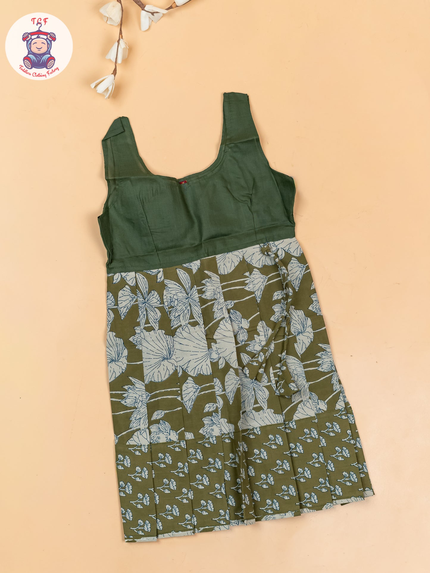 Mehandi Green - Girls Readymade Cotton Pavadai Sattai