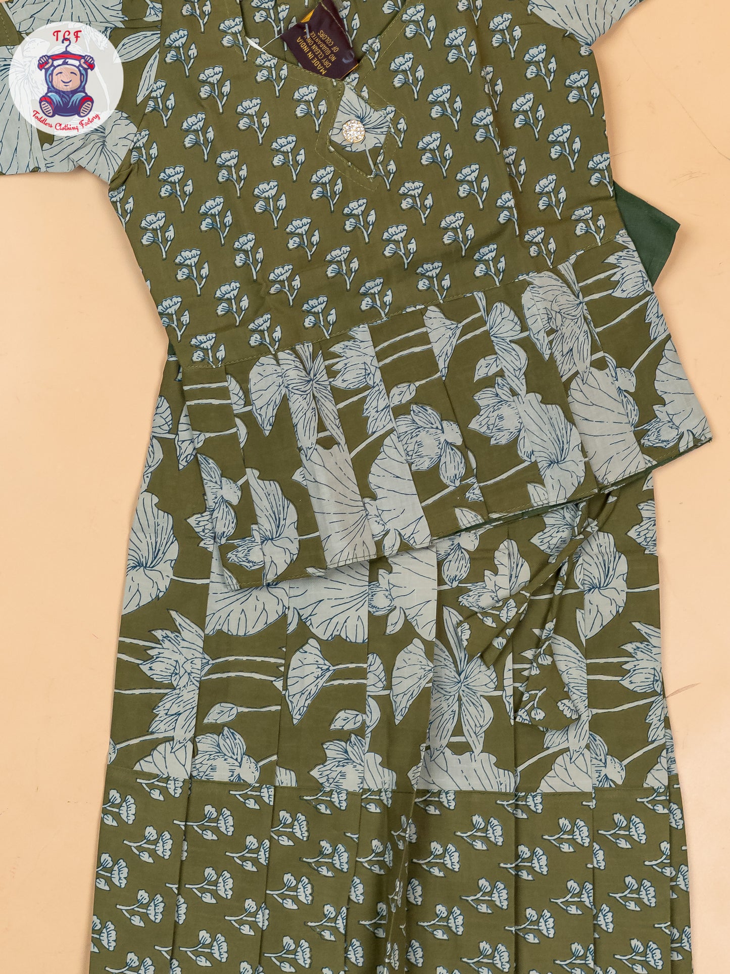 Mehandi Green - Girls Readymade Cotton Pavadai Sattai