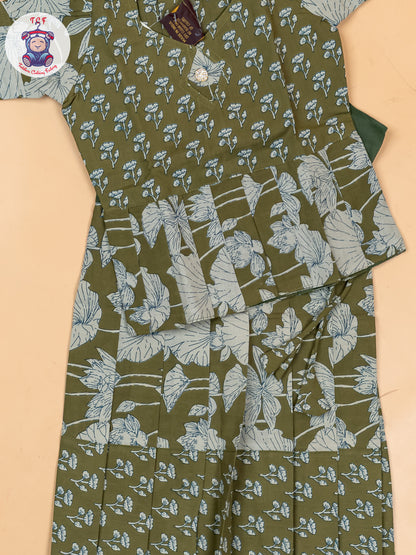 Mehandi Green - Girls Readymade Cotton Pavadai Sattai