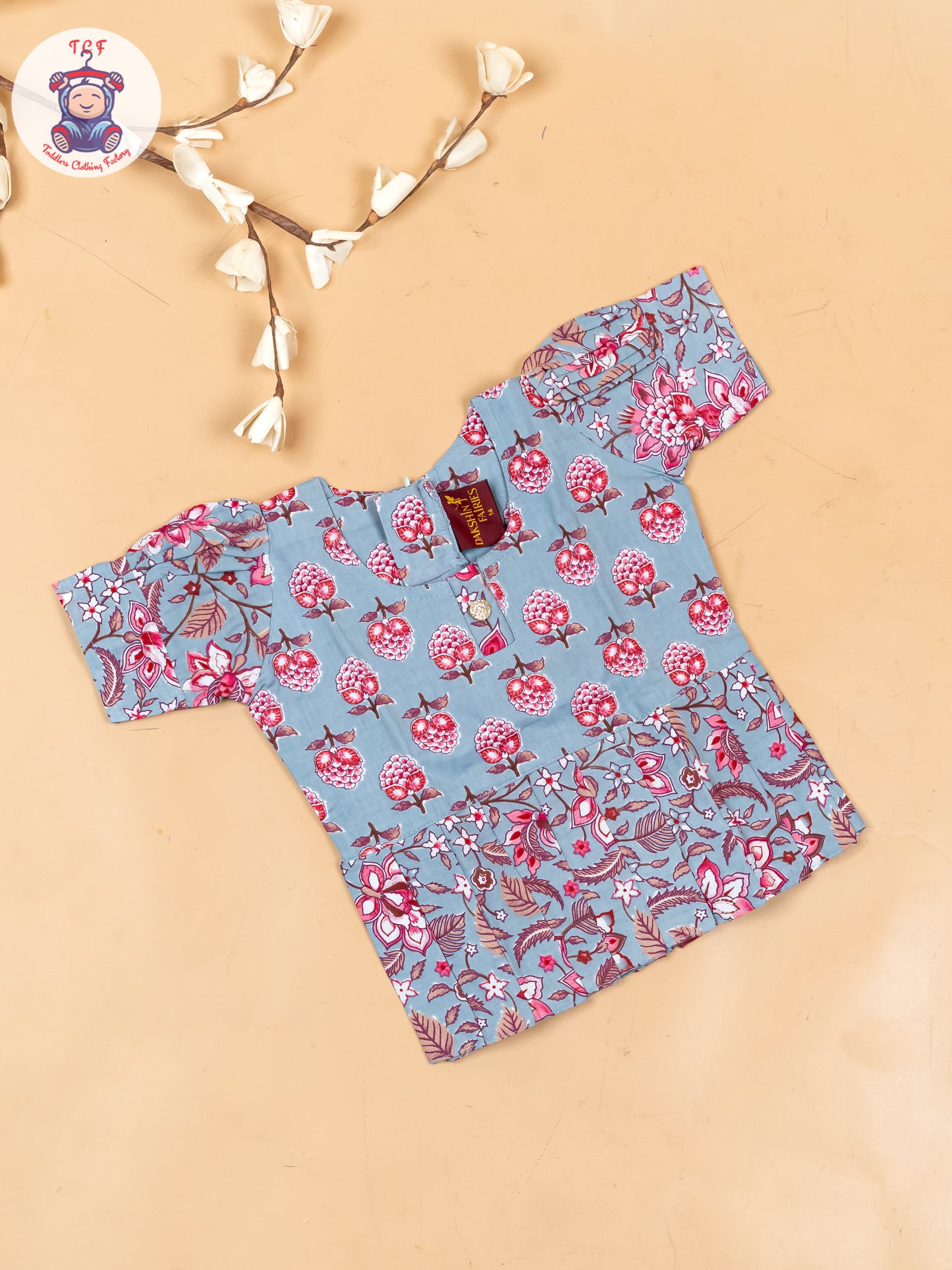 Grey - Girls Readymade Cotton Pavadai Sattai