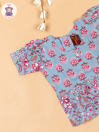 Grey - Girls Readymade Cotton Pavadai Sattai
