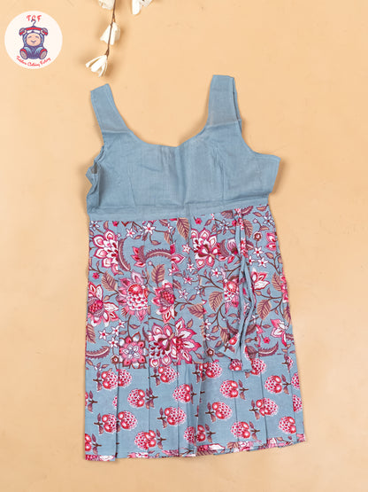 Grey - Girls Readymade Cotton Pavadai Sattai