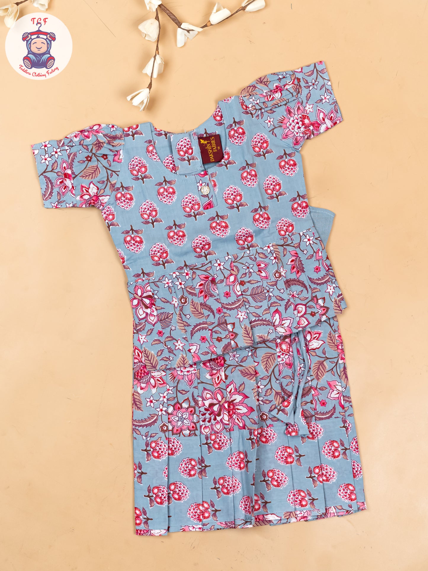 Grey - Girls Readymade Cotton Pavadai Sattai