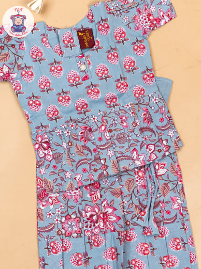 Grey - Girls Readymade Cotton Pavadai Sattai