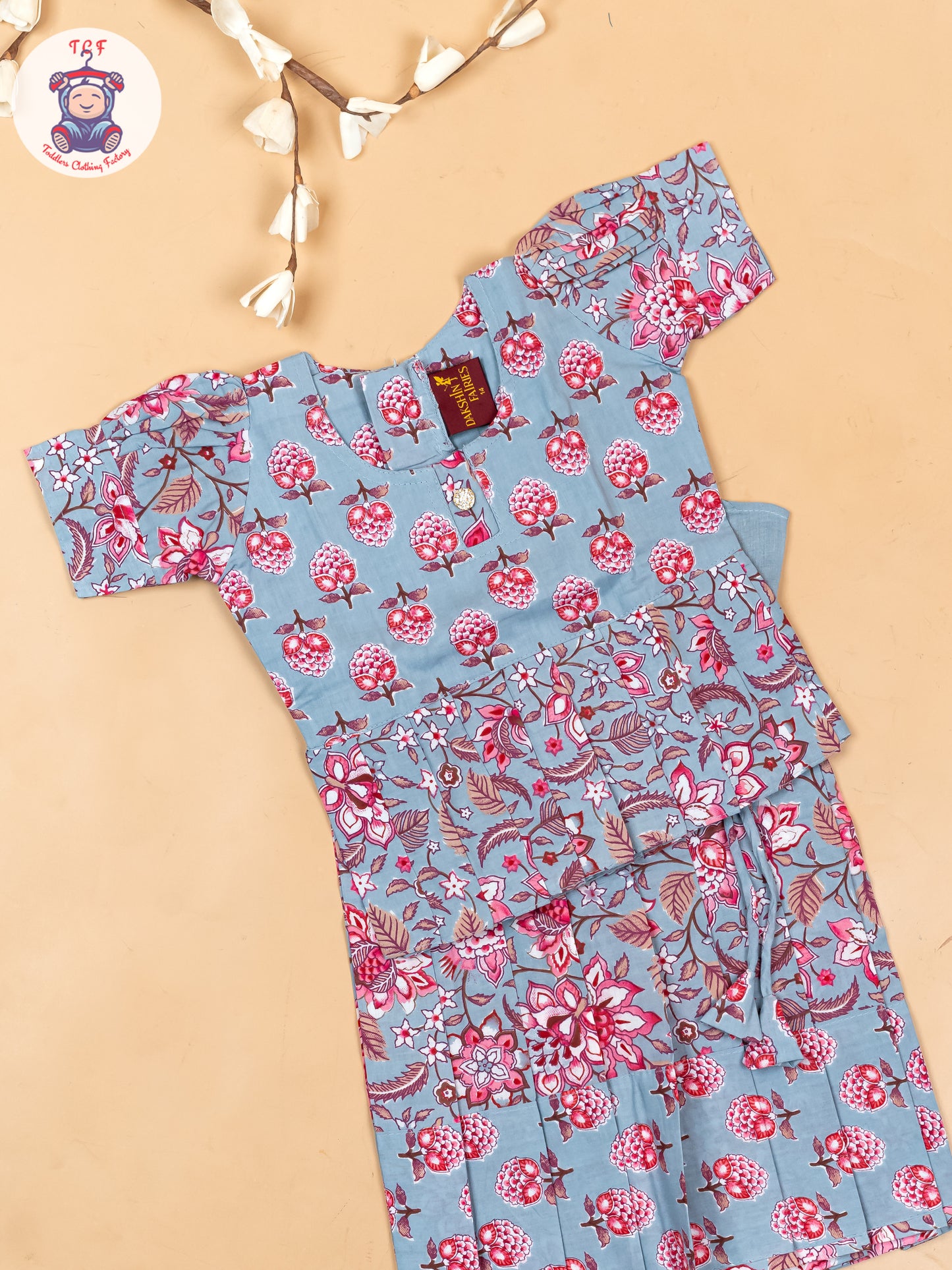 Grey - Girls Readymade Cotton Pavadai Sattai