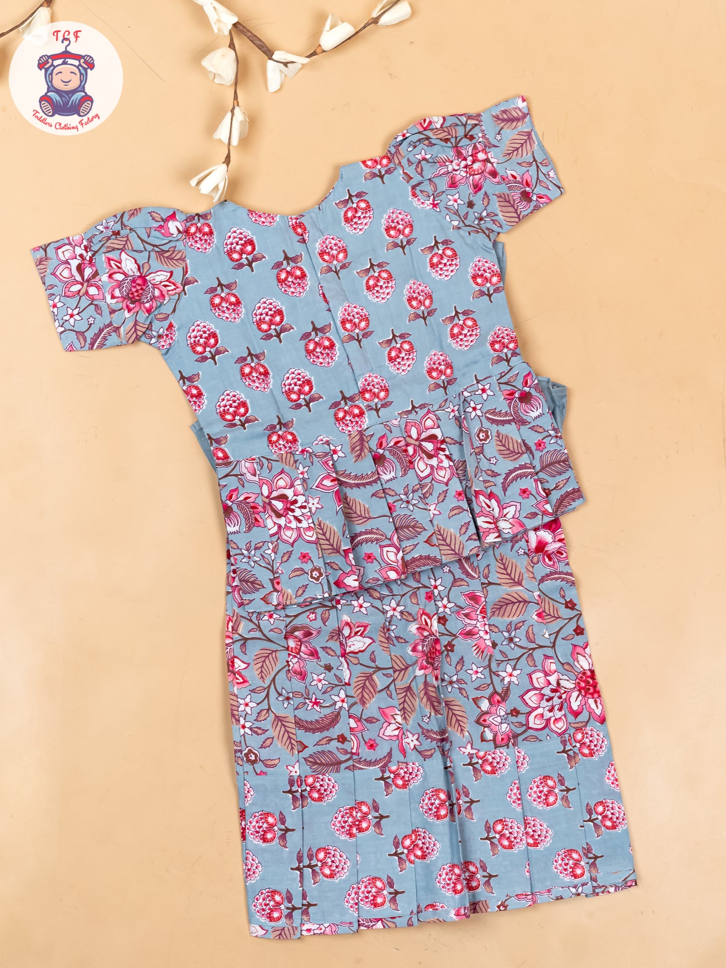 Grey - Girls Readymade Cotton Pavadai Sattai