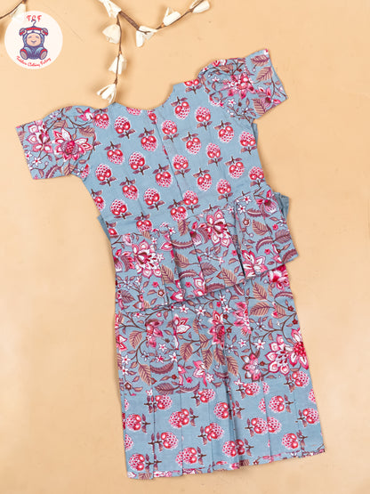 Grey - Girls Readymade Cotton Pavadai Sattai