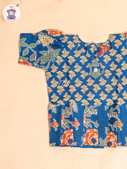 Navy Blue- Girls Readymade Cotton Pavadai Sattai
