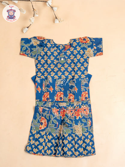 Navy Blue- Girls Readymade Cotton Pavadai Sattai