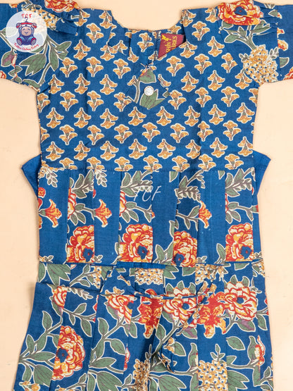 Navy Blue- Girls Readymade Cotton Pavadai Sattai