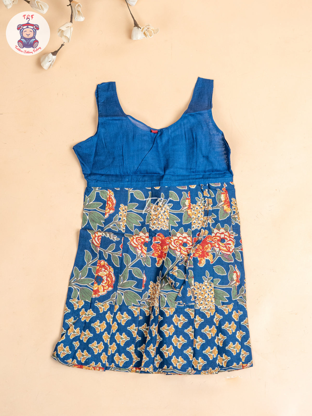 Navy Blue- Girls Readymade Cotton Pavadai Sattai