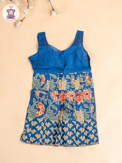Navy Blue- Girls Readymade Cotton Pavadai Sattai