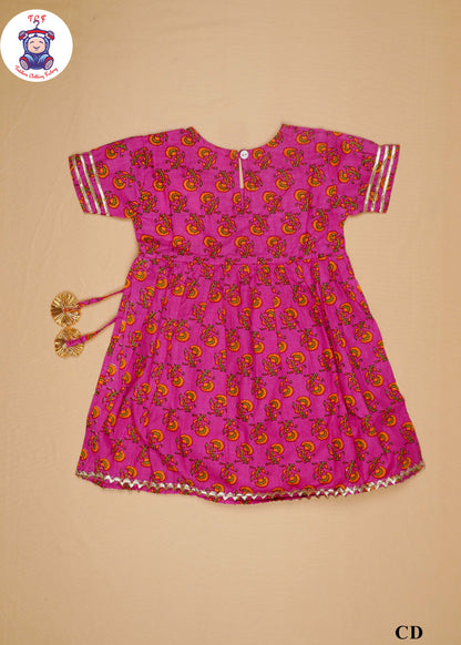 Hot Pink - Printed Kurti Dhoti Set