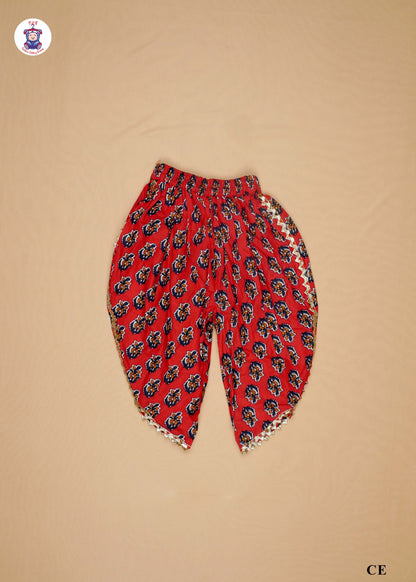 Cherry Pink & Red - Printed Kurti Dhoti Set