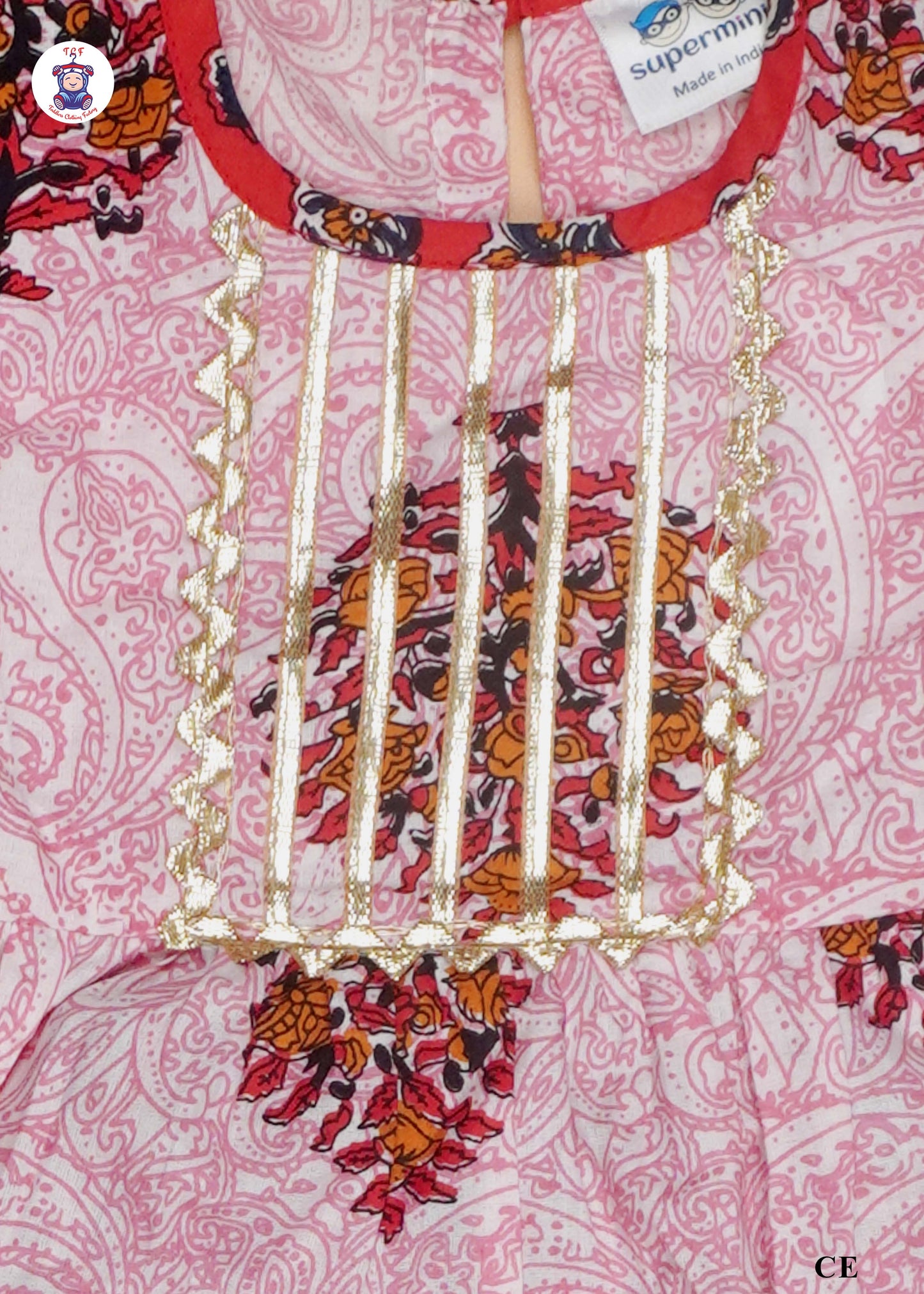 Cherry Pink & Red - Printed Kurti Dhoti Set