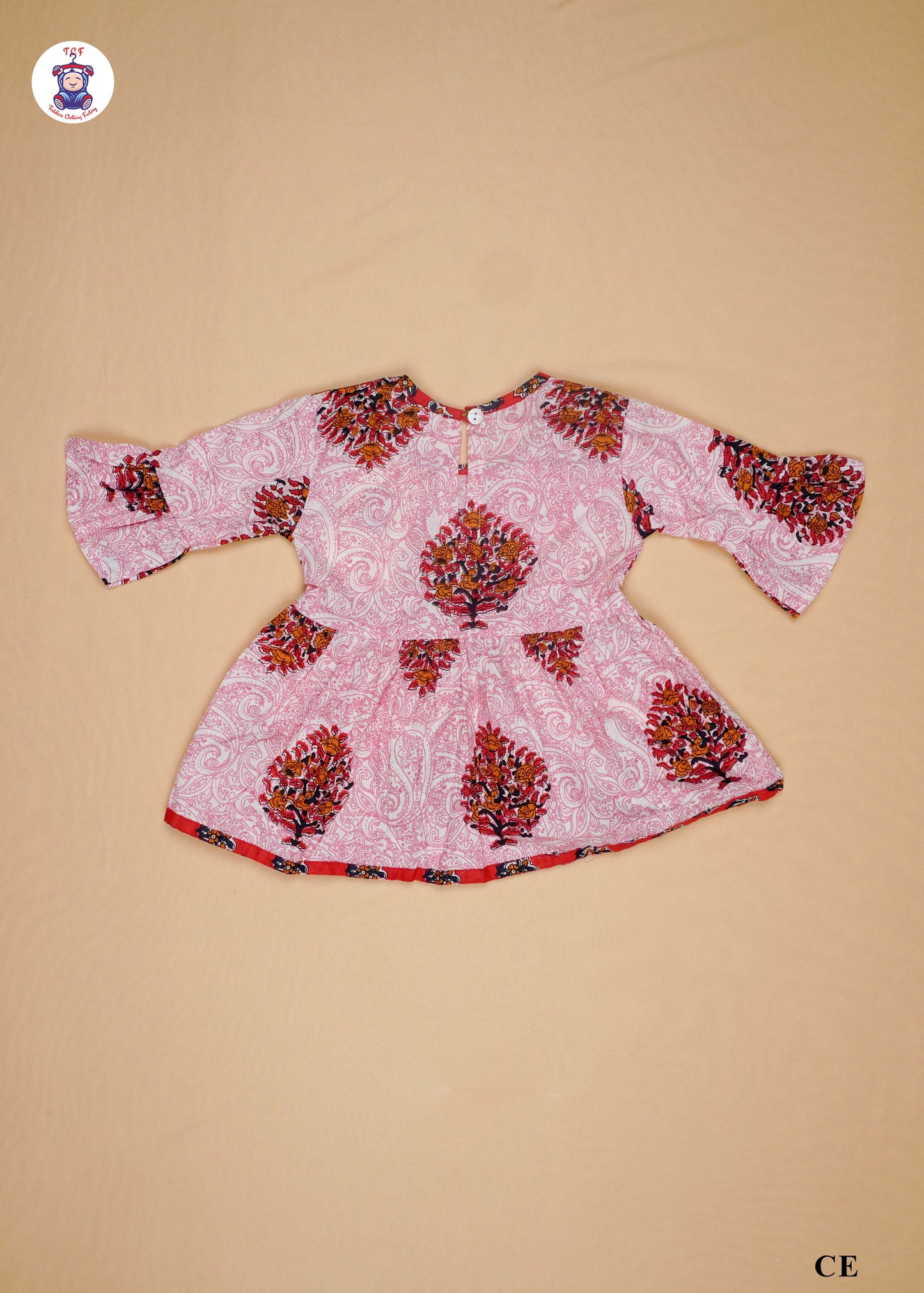 Cherry Pink & Red - Printed Kurti Dhoti Set