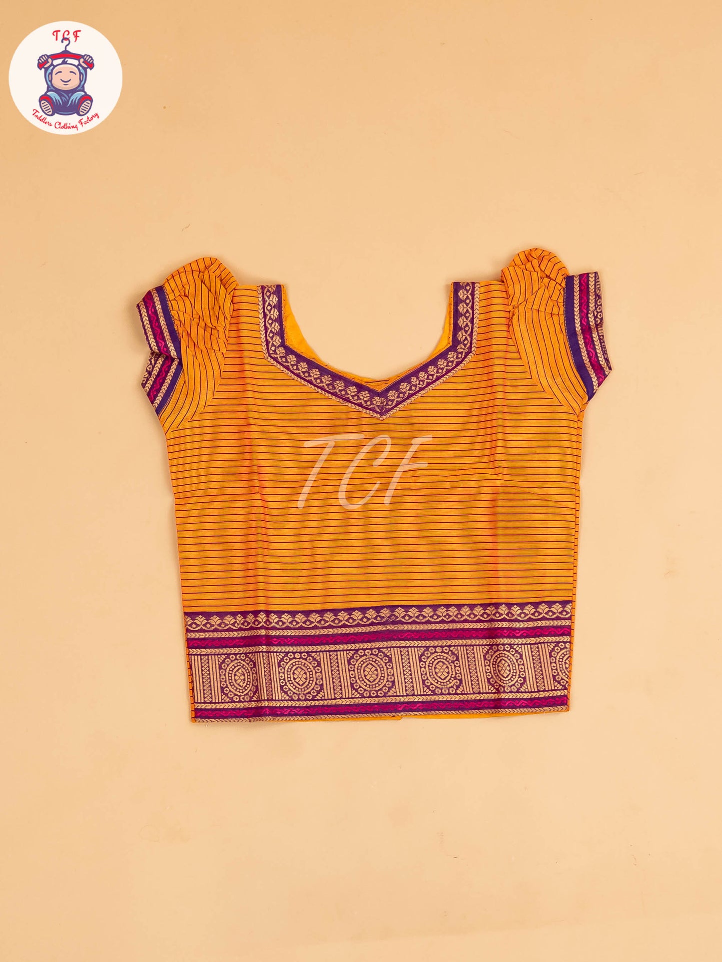 Orange & Navy Blue - Chettinad Cotton Pavadai Sattai