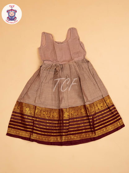 Grey & Maroon - Chettinad Cotton Pavadai Sattai