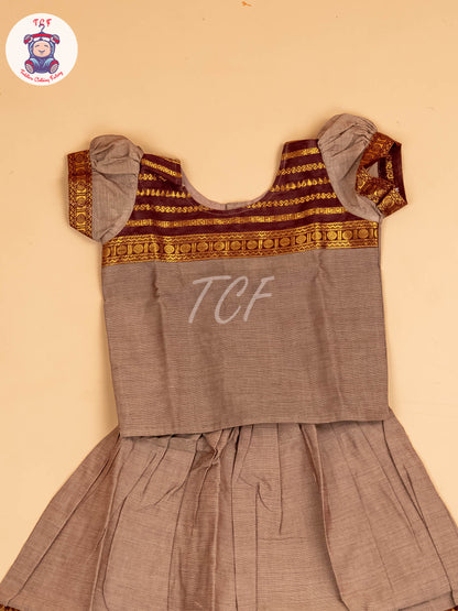 Grey & Maroon - Chettinad Cotton Pavadai Sattai