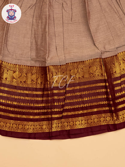 Grey & Maroon - Chettinad Cotton Pavadai Sattai