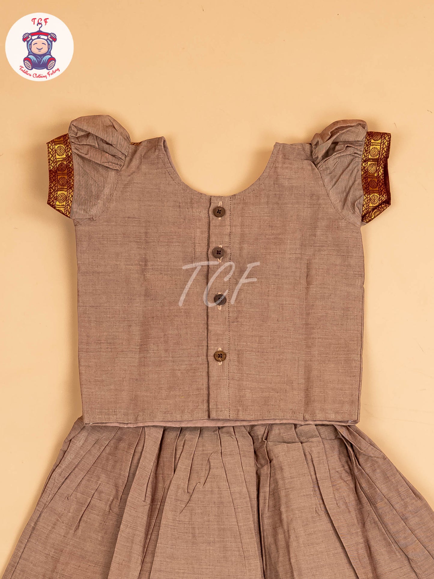 Grey & Maroon - Chettinad Cotton Pavadai Sattai