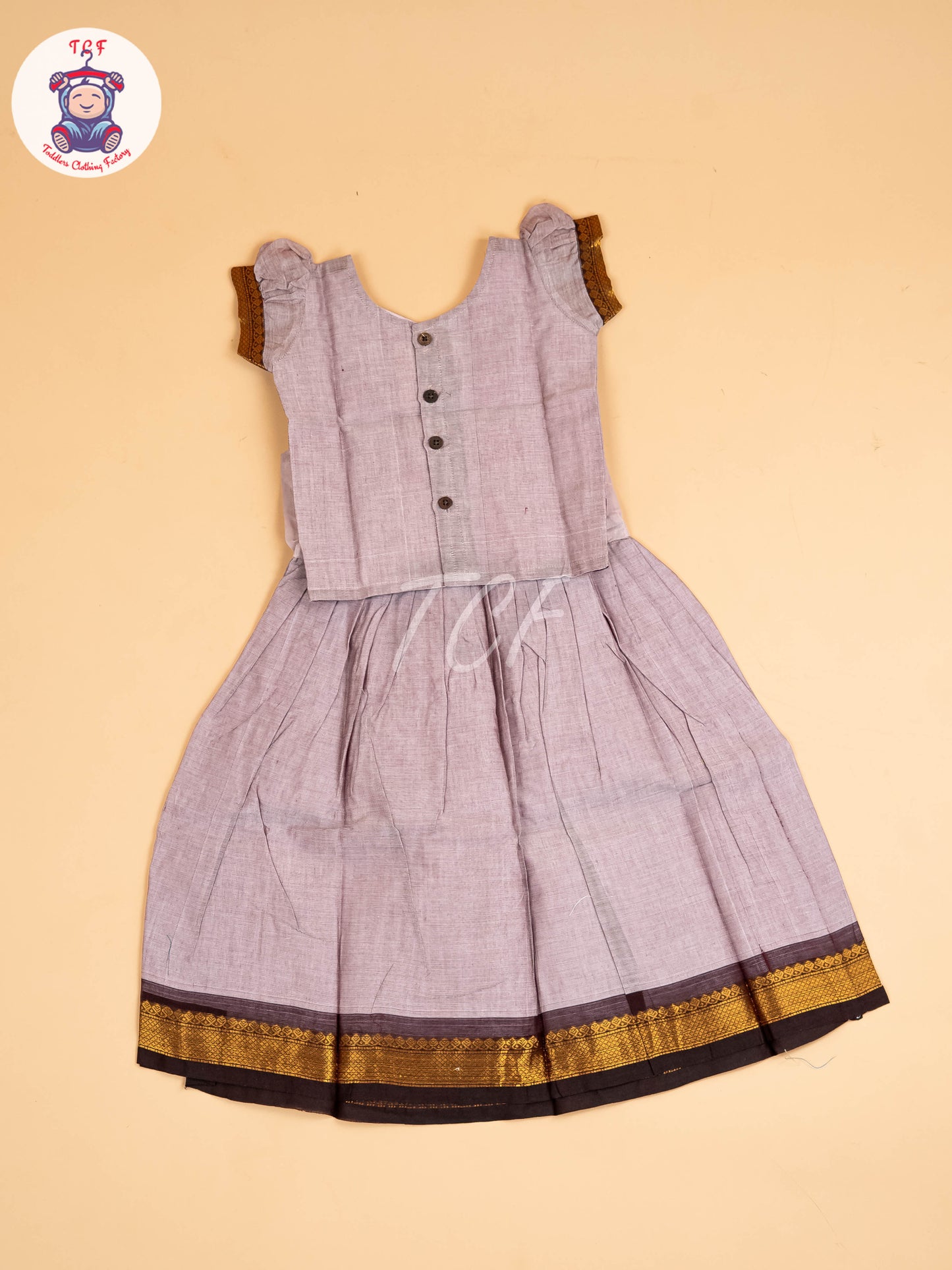 Grey & Black - Chettinad Cotton Pavadai Sattai