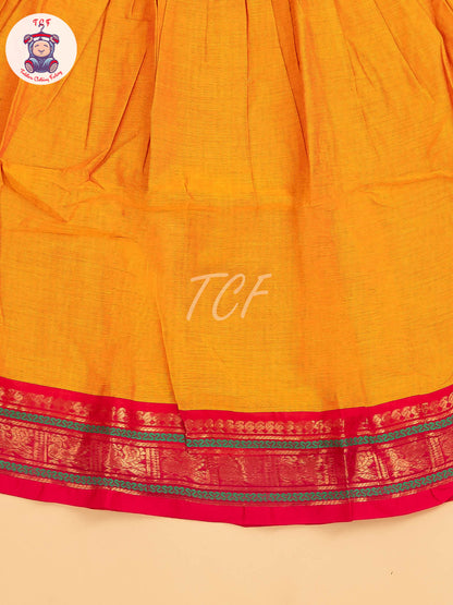 Orange & Pink - Chettinad Cotton Pavadai Sattai