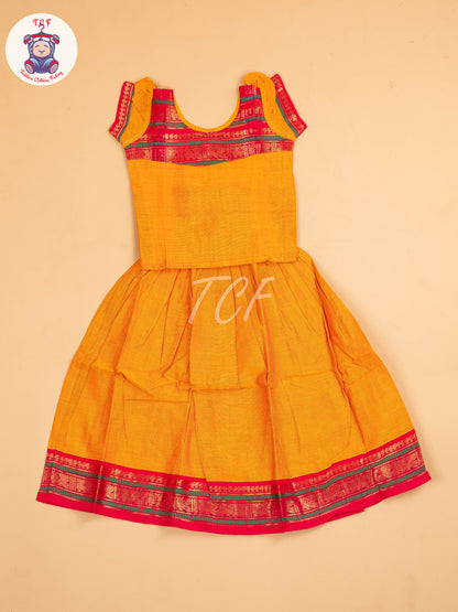 Orange & Pink - Chettinad Cotton Pavadai Sattai