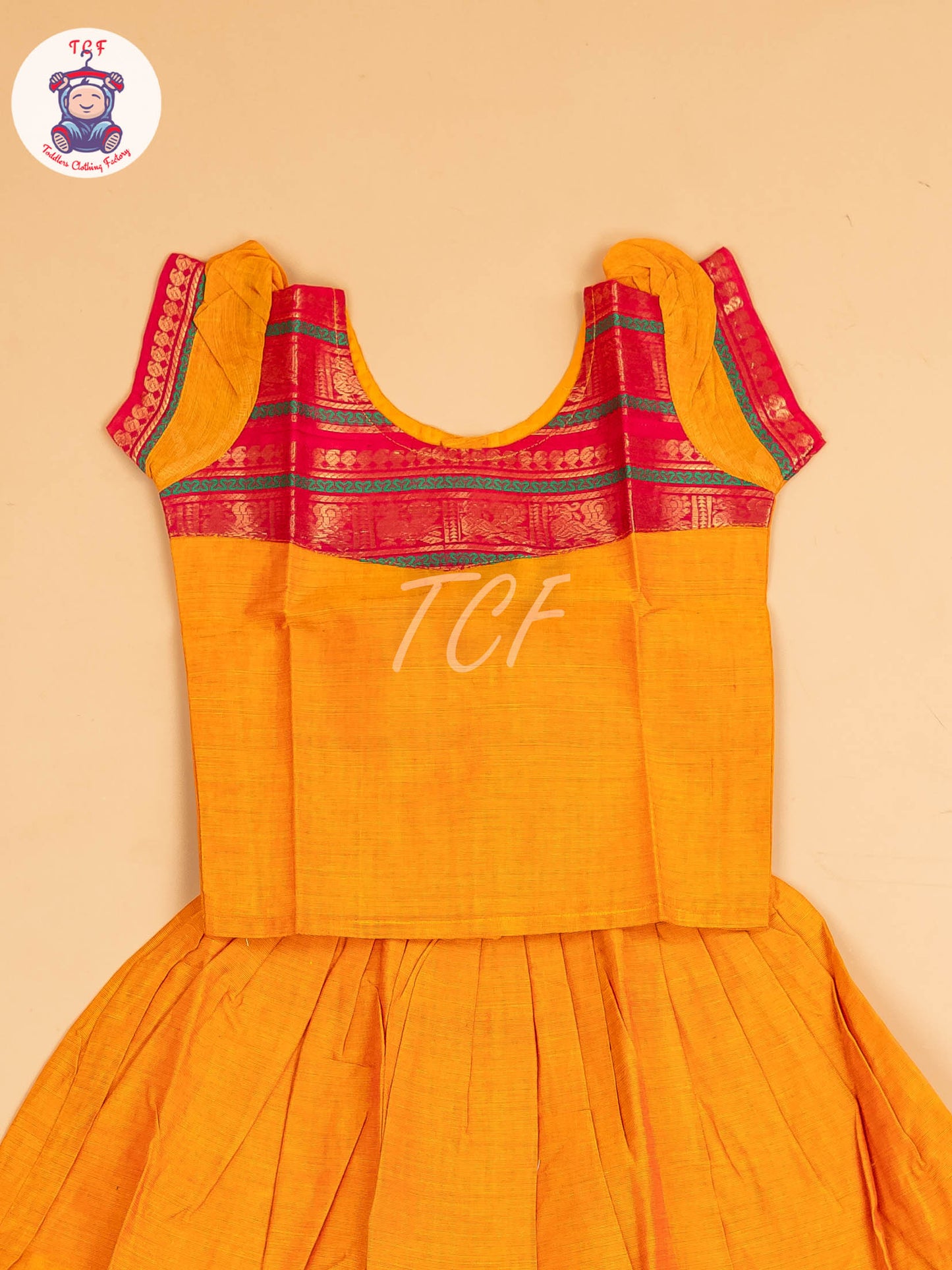 Orange & Pink - Chettinad Cotton Pavadai Sattai