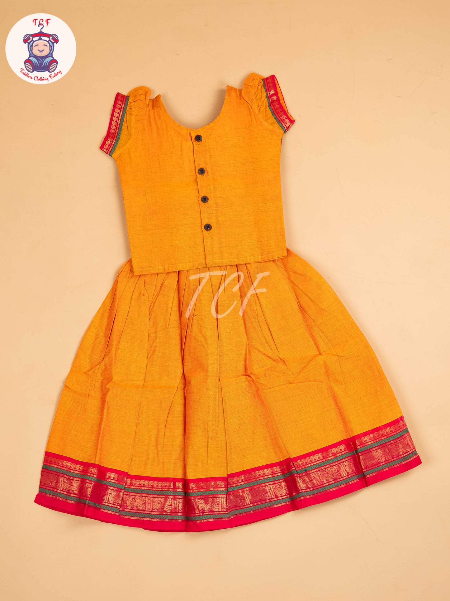 Orange & Pink - Chettinad Cotton Pavadai Sattai