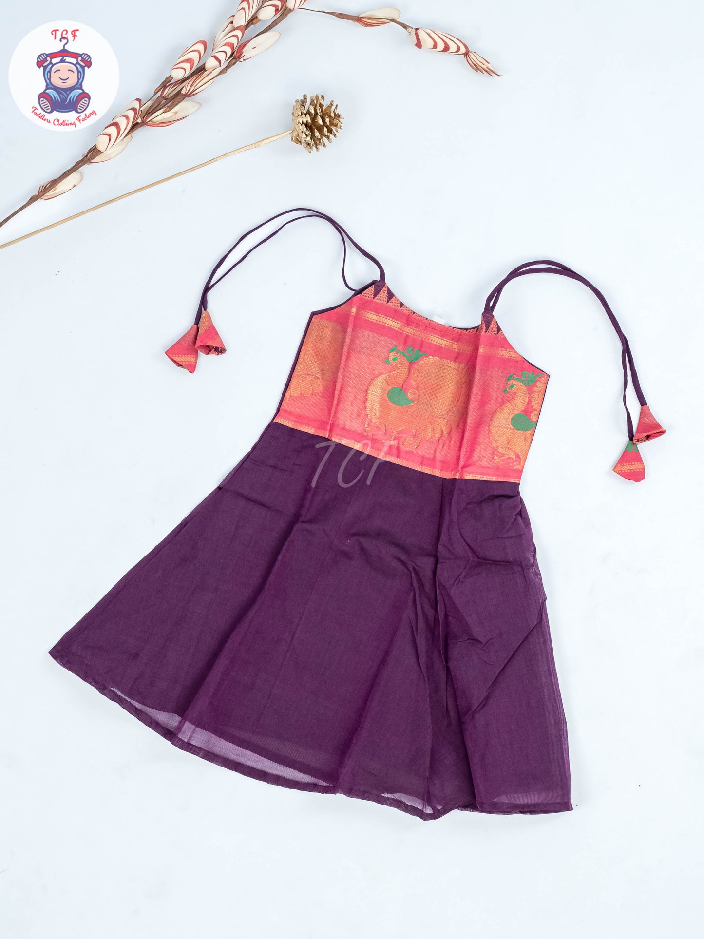 Violet & Pink - Girls Chettinad Cotton Knot Frock